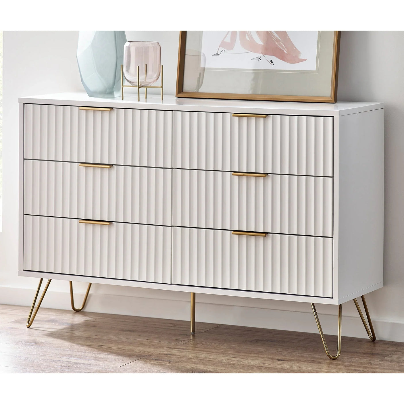 Murano 6 Drawer Chest - White - MUR005