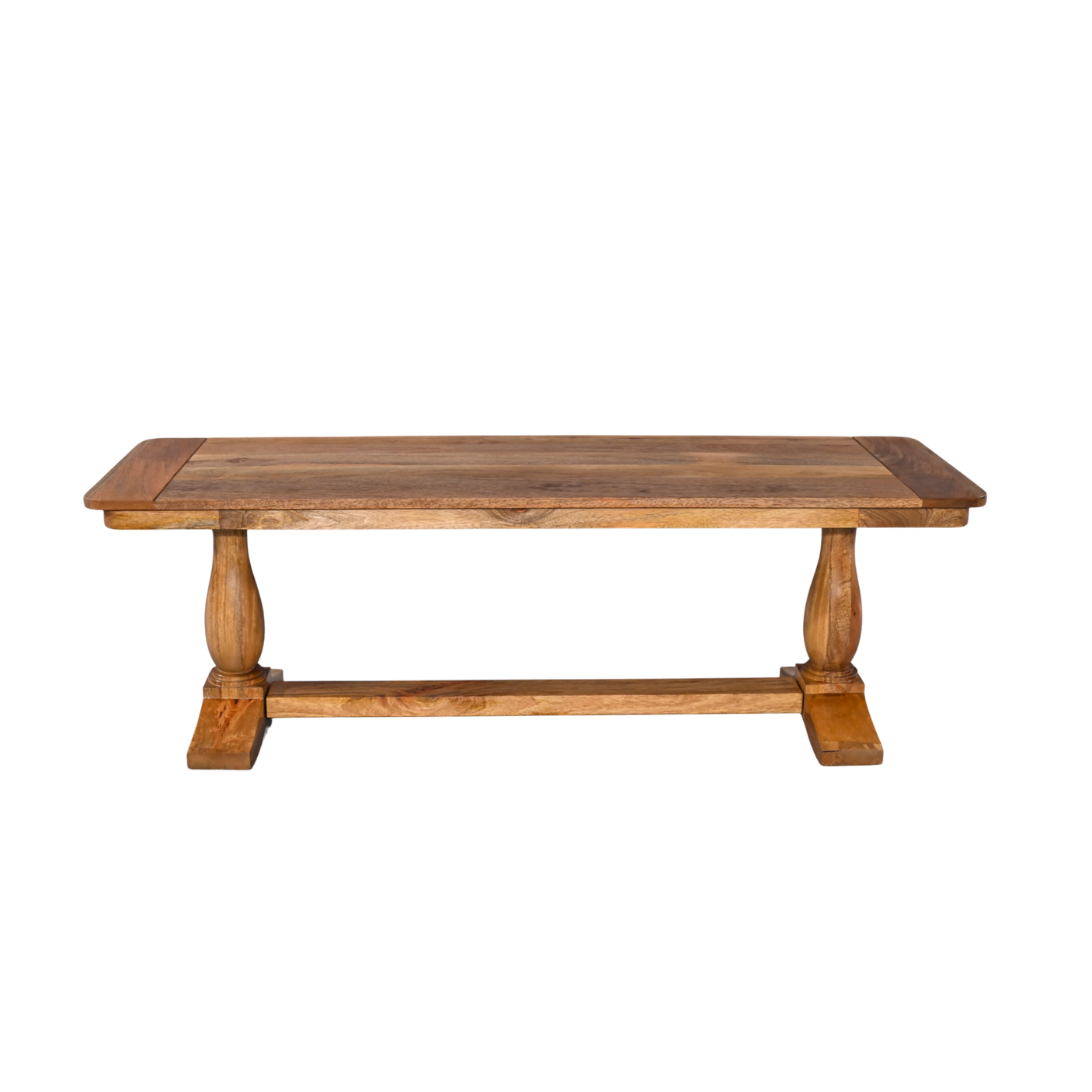 Wooden table with a rustic design on a white background