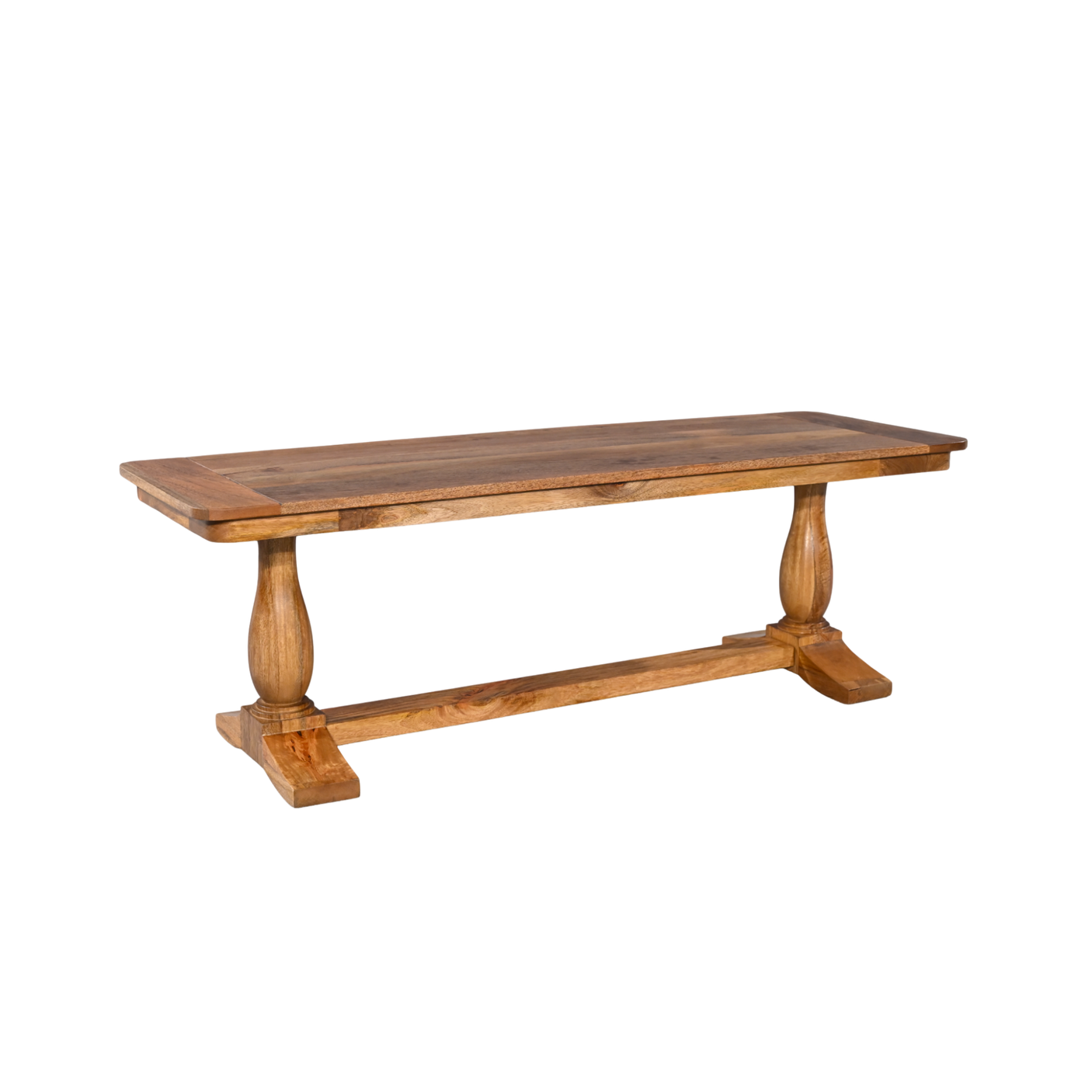 Wooden table with a rustic design on a white background
