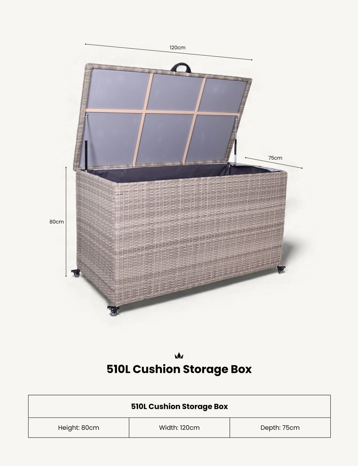 NATURAL Weave KD Cushion Storage Box 510L
