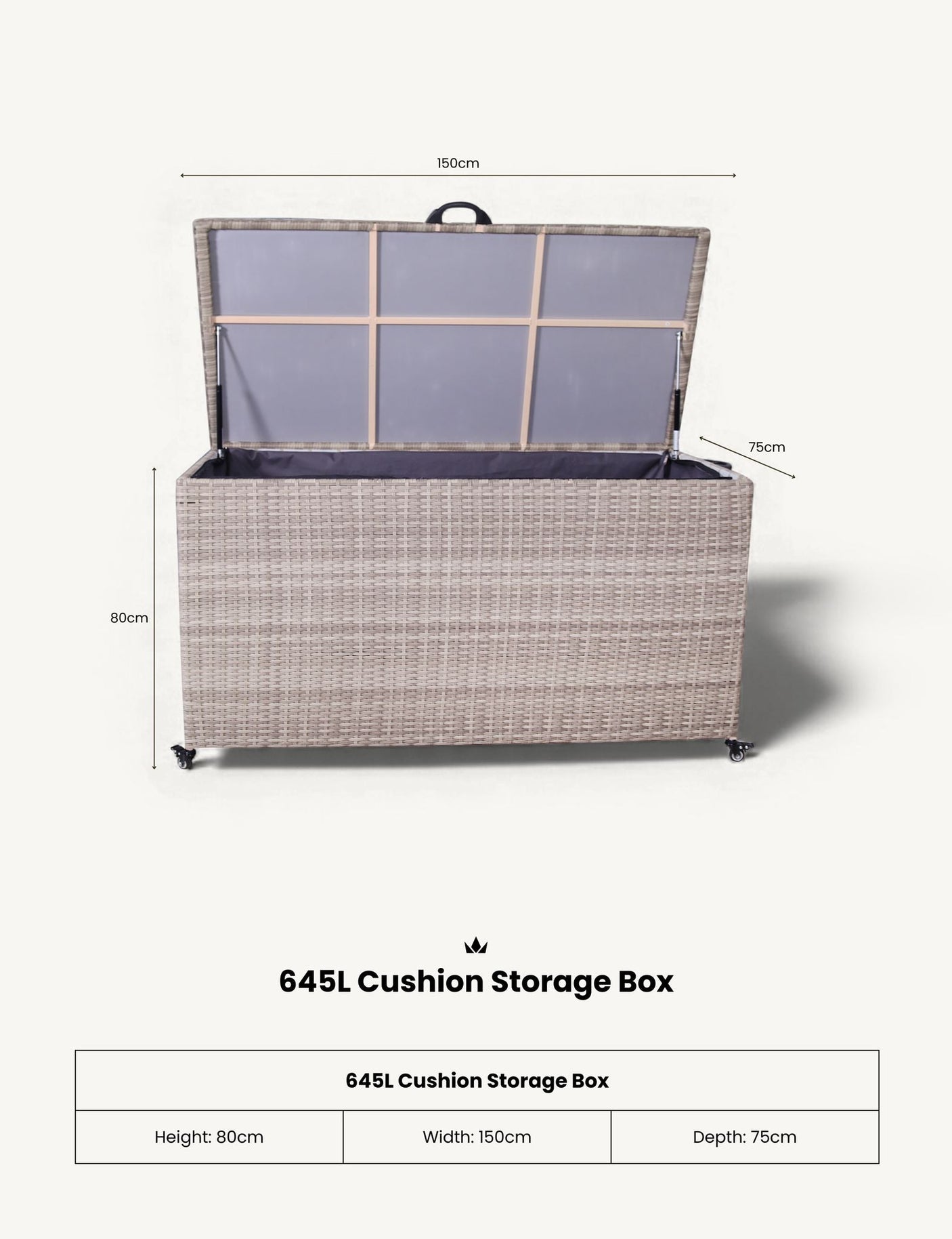 NATURAL Weave KD Cushion Storage Box 645L