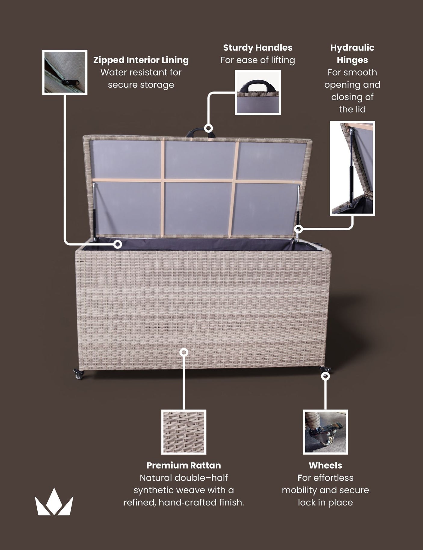 NATURAL Weave KD Cushion Storage Box 645L