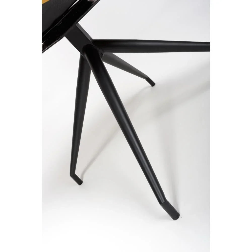 Black metal dining table legs with angled design on white background