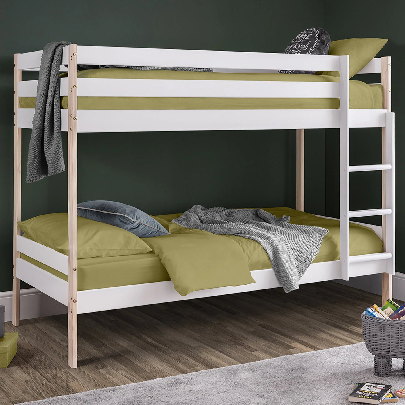 Nova Bunk Bed - White and Light Brown - NOV001