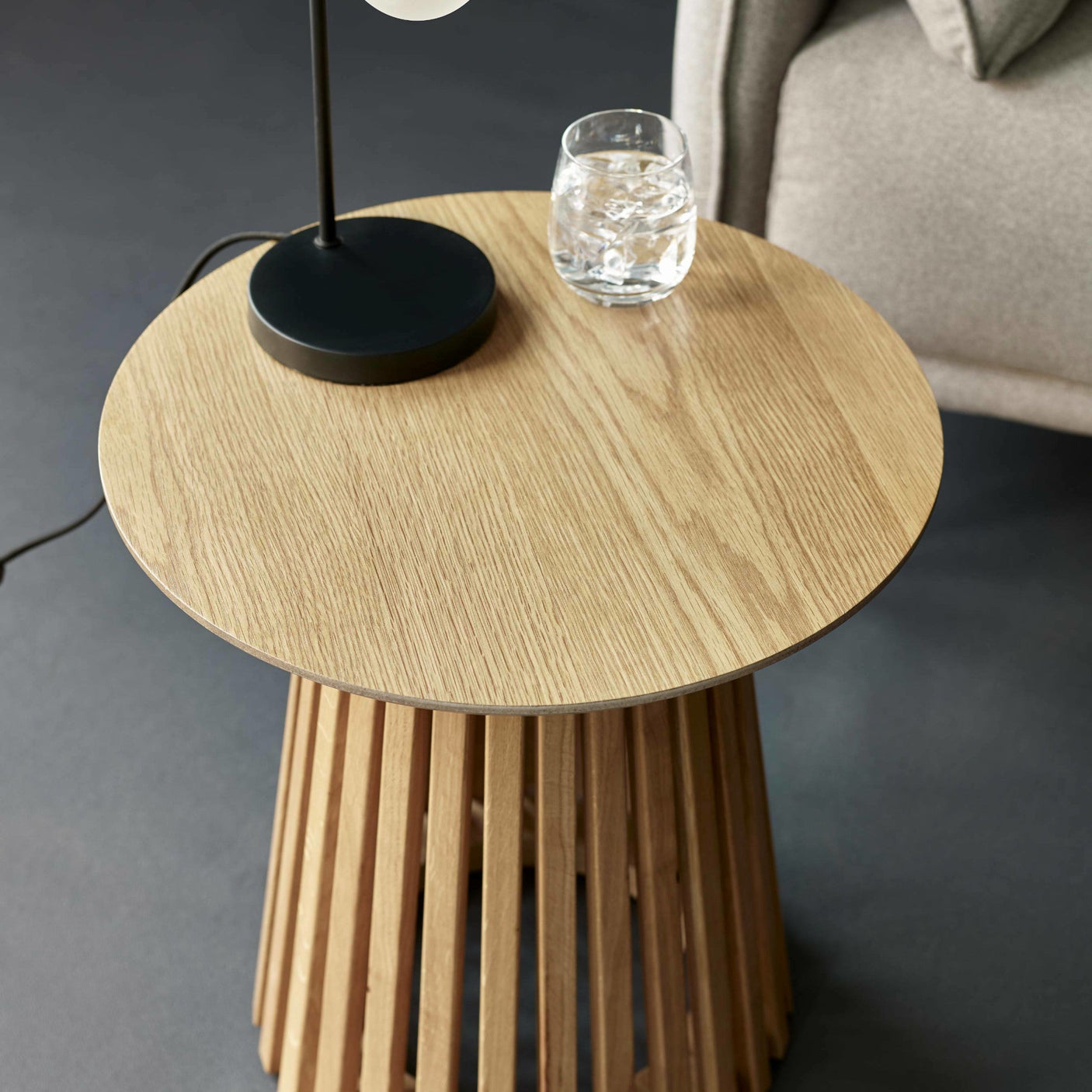 Ollie Round Lamp Table - Black - OLL006