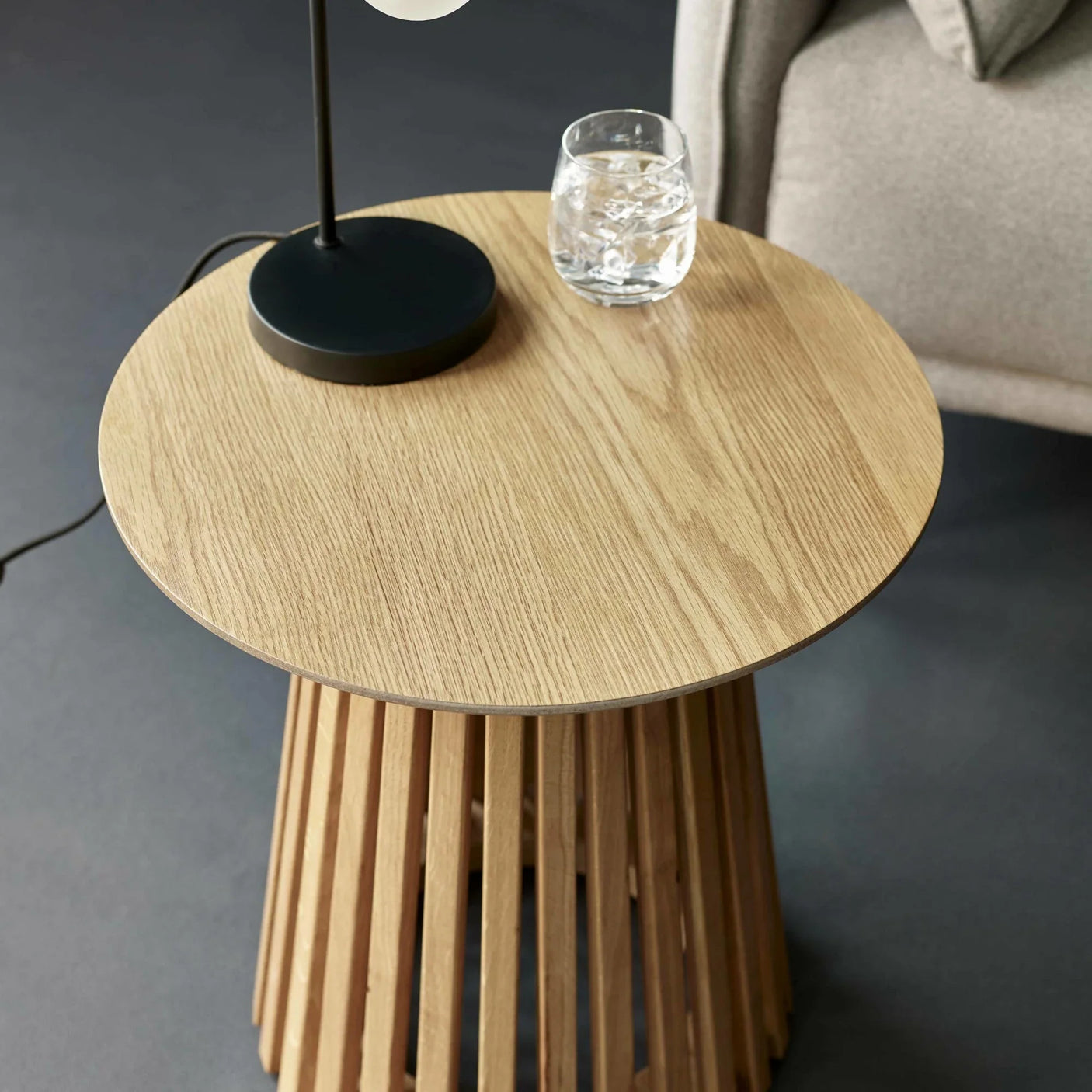 Ollie Round Lamp Table - Black - OLL006
