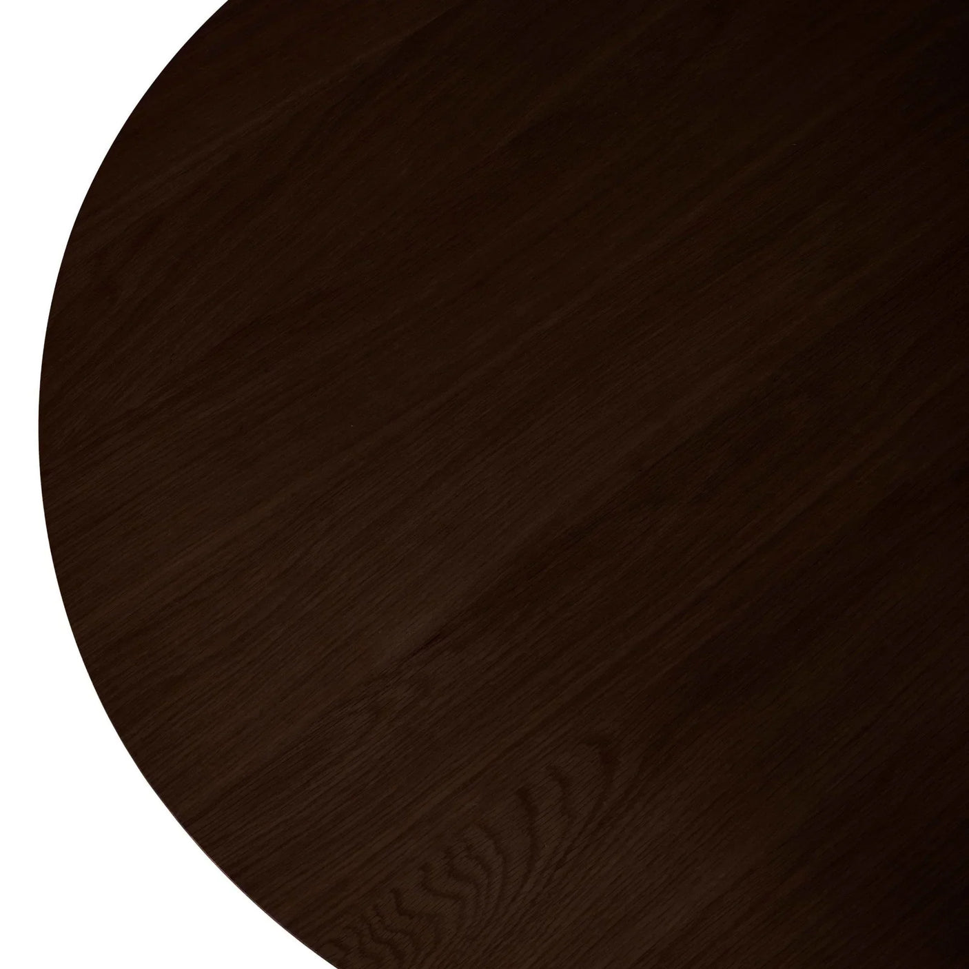 Closeup of dark wood dining table top with visible grain texture
