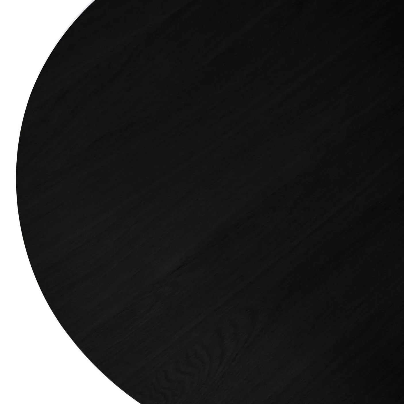 Close-up of black wood round tabletop showing grain texture