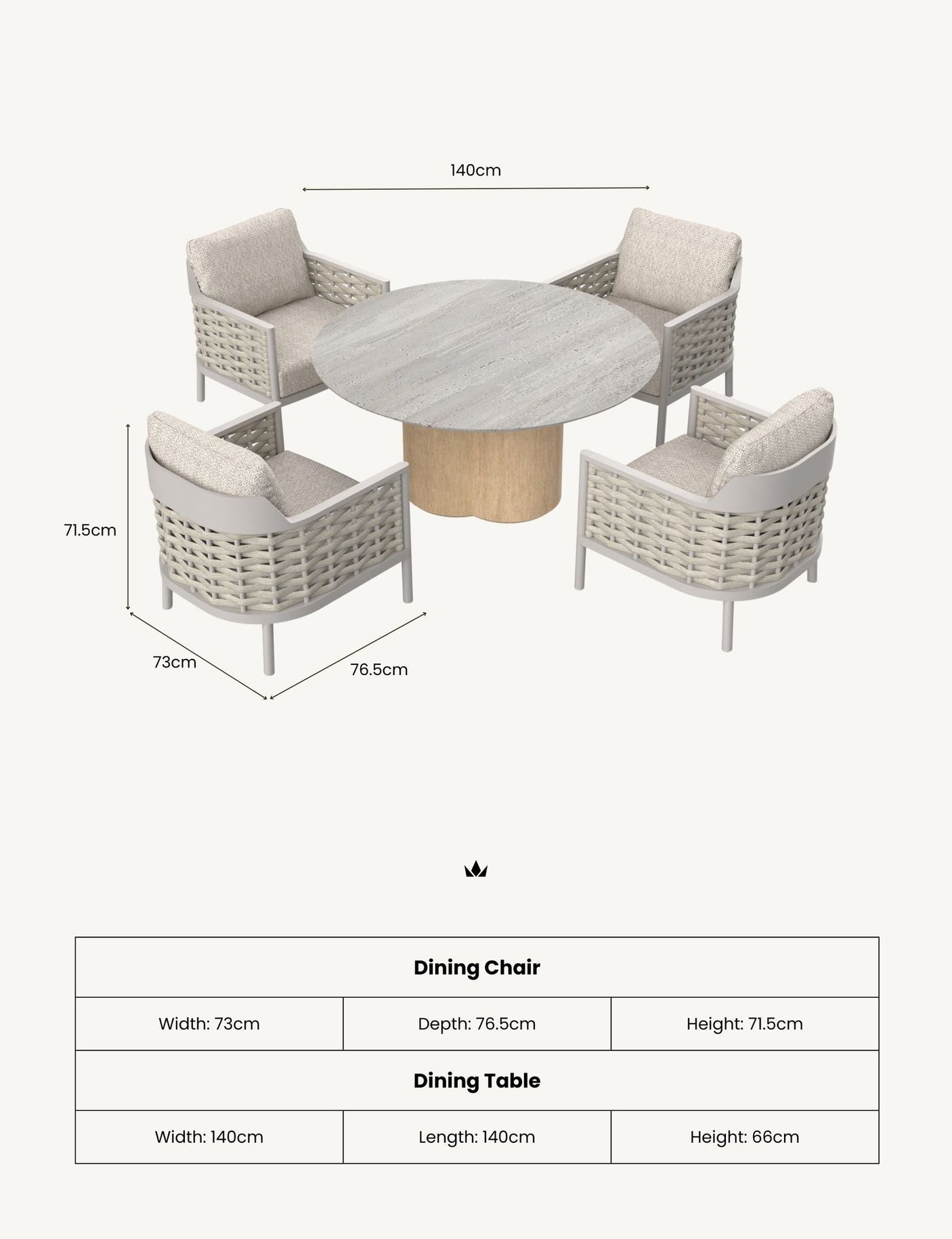 Image of OLMA 4-Seater Dining Table & Armchairs