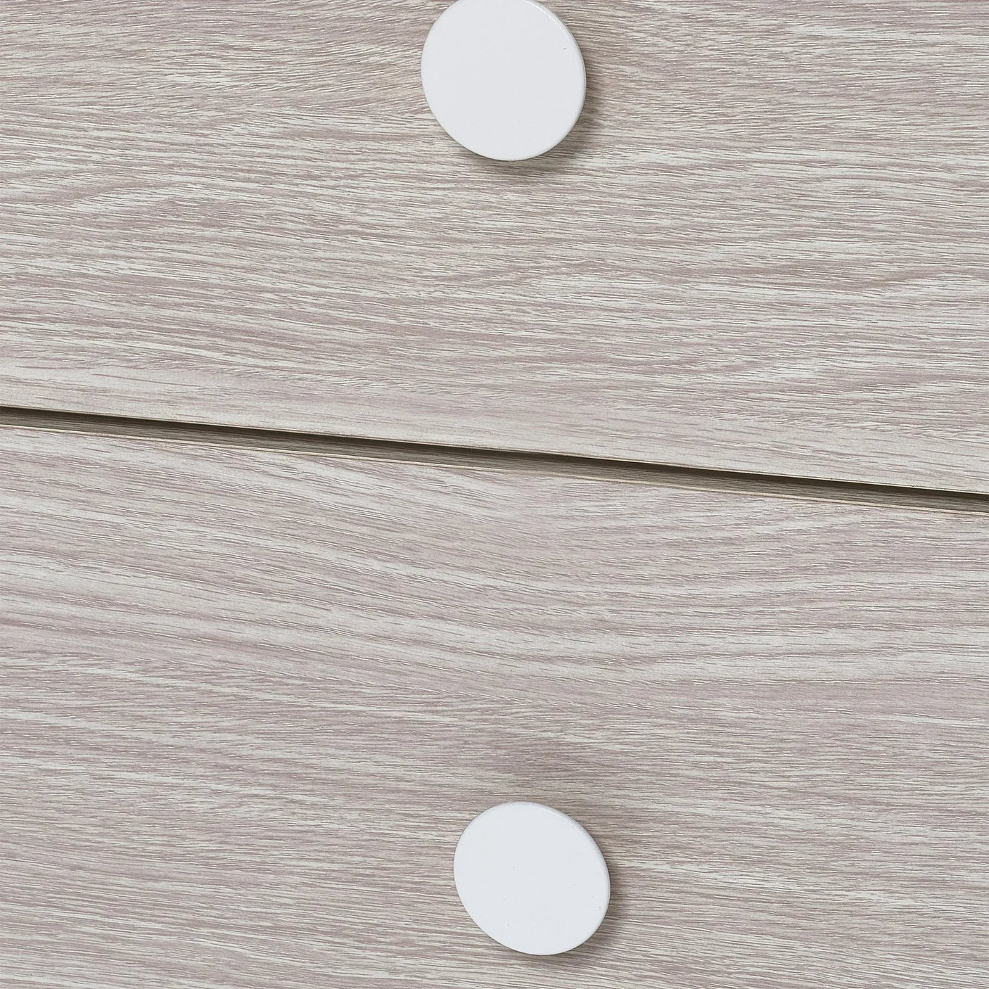 Orpheus midsleeper pale wood drawer detail with white round handles