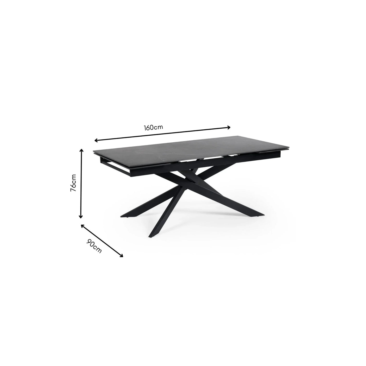 Osaka Extending Dining Table - Black - OSA001