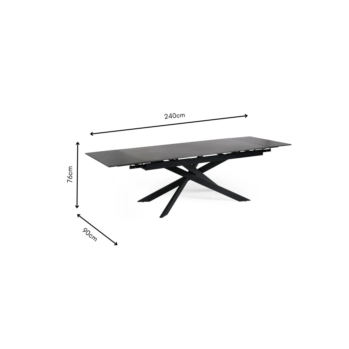 Osaka Extending Dining Table - Black - OSA001