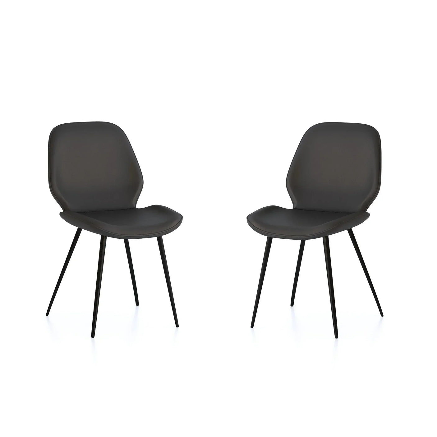 Pair of black Otto dining chairs with padded seats and angled metal legs on white background