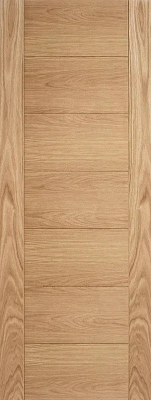 Oak internal door with horizontal panels and pre-finished light wood grain texture