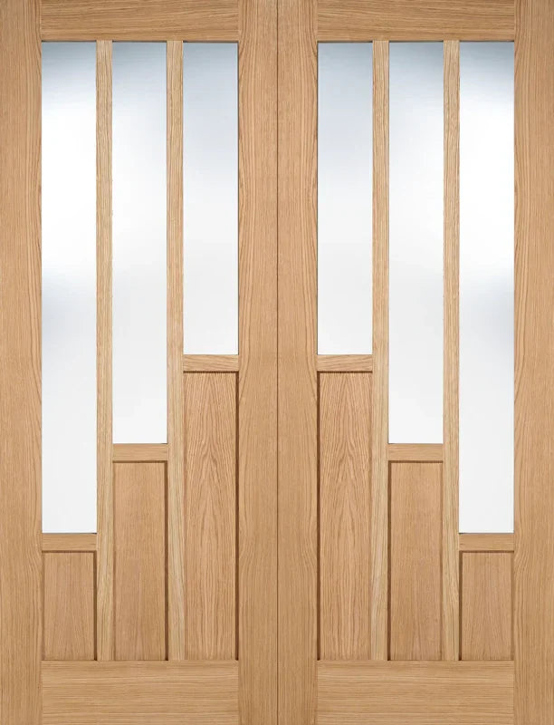 Oak Coventry Glazed 3L Pairs - Unfinished Oak - 1981 x 915 (36") x 40mm