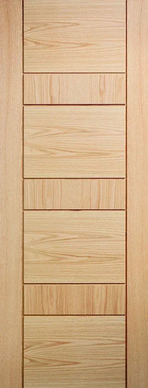 Oak internal door with horizontal panel design and natural wood grain finish