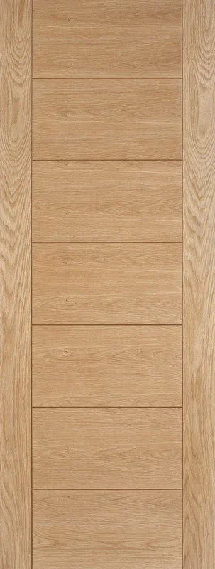 Oak interior door with horizontal panel design and natural wood grain finish