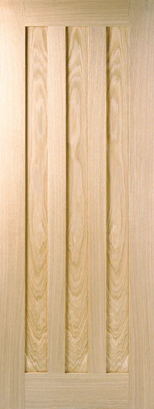 Oak Idaho pre-finished internal door with vertical panel design in light wood finish