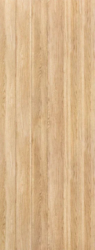Oak ledged door panel with vertical natural wood grain and light brown finish