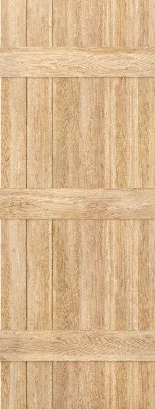 oak ledged interior door with vertical timber panels and horizontal braces