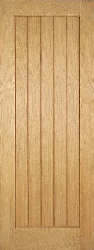Oak Mexicano internal door with vertical panels and natural wood grain finish