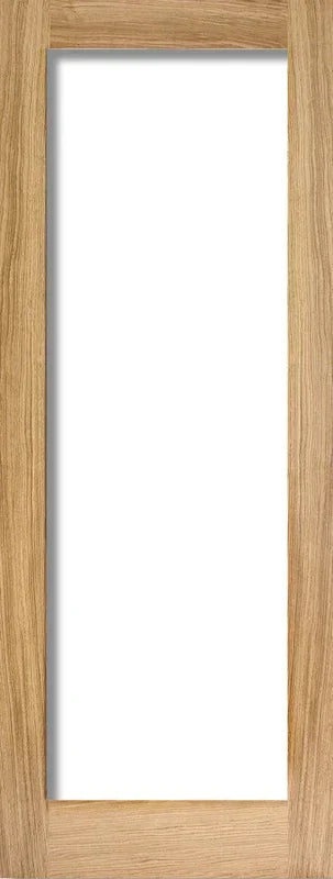 Oak glazed door with clear glass panel and natural wood grain finish