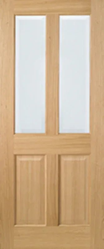 Oak Richmond glazed door with two vertical glass panels and pre-finished wood grain