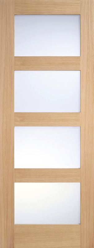 Oak Shaker Glazed 4L Frosted - Unfinished Oak - 1981 x 686 (27") x 35mm