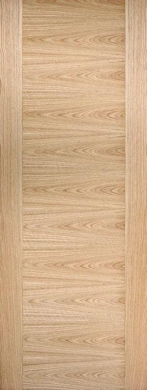 Oak interior door with horizontal wood grain panels and vertical side frames