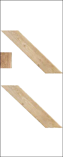 Oak solid bracing pack with two diagonal wood planks and small square block