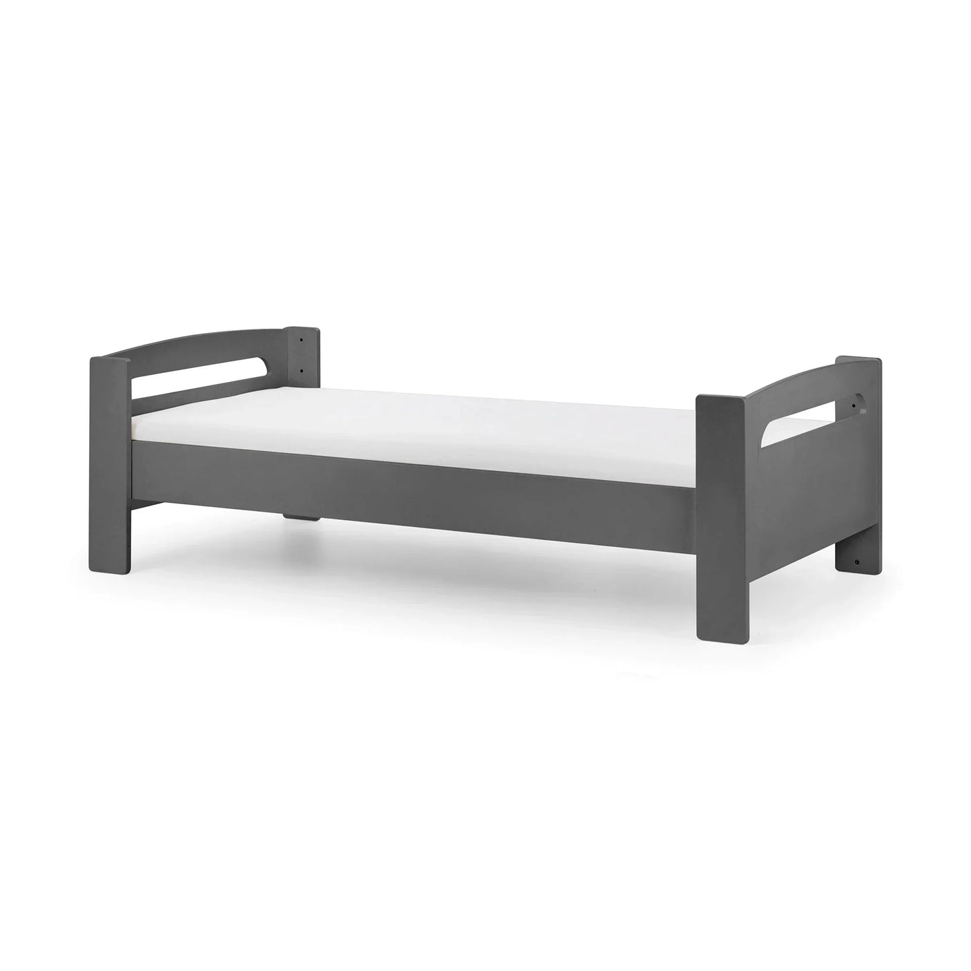Anthracite midsleeper bed frame with low headboard and footboard, shown on white background