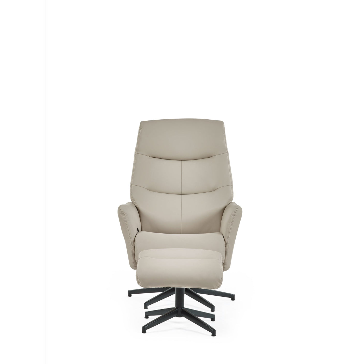 Priya Grey Faux PU Leather Recliner Chair and Stool - Grey - PRI001