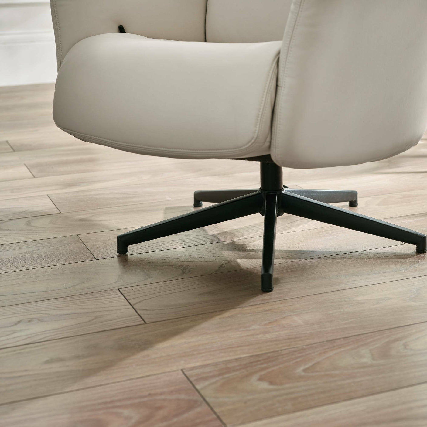 Priya Grey Faux PU Leather Recliner Chair and Stool - Grey - PRI001