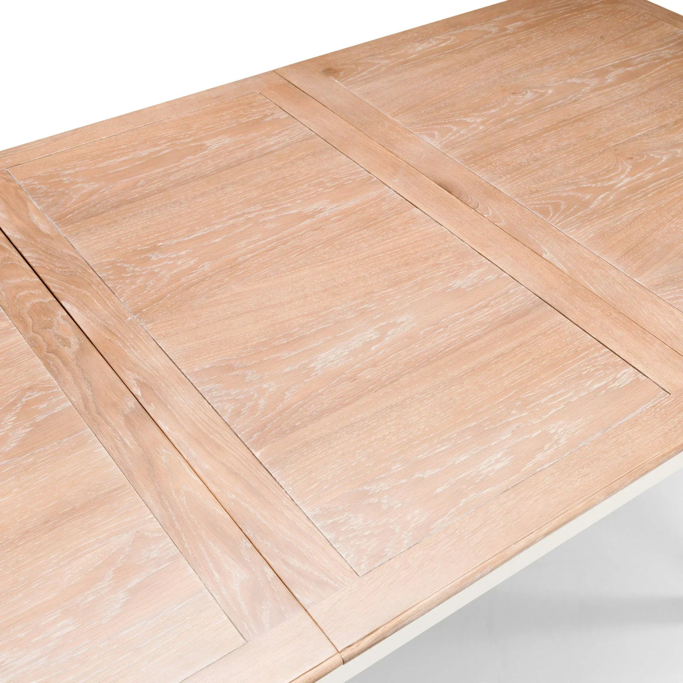 Oak wood dining table top with natural grain and panel detail