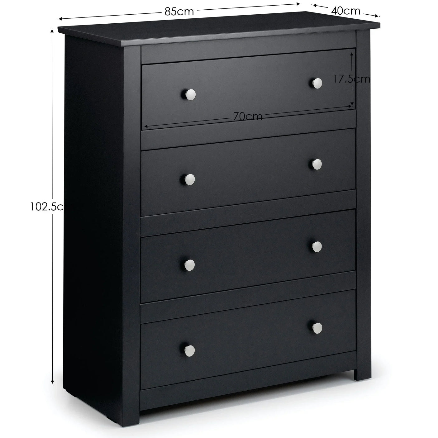 Radley 4 Drawer Chest - Black - RAD102