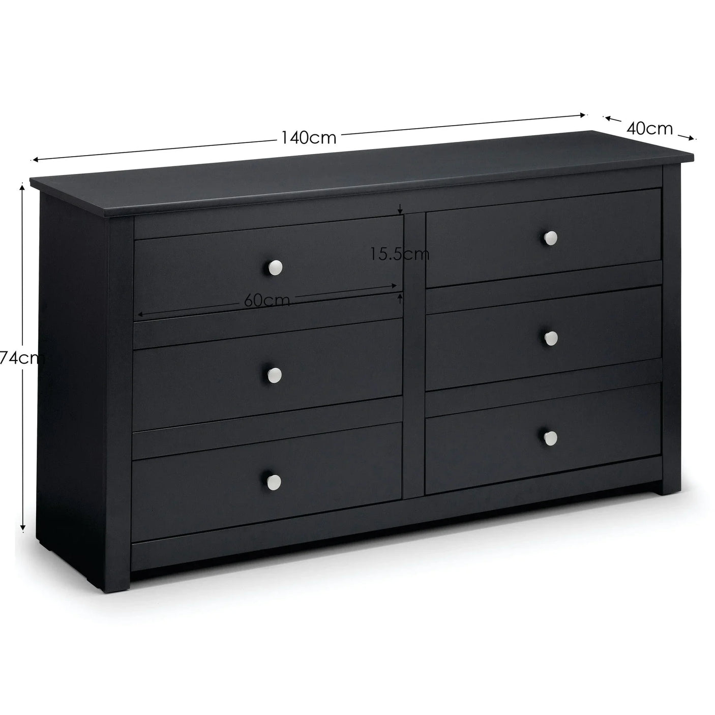 Radley 6 Drawer Chest - Black - RAD103