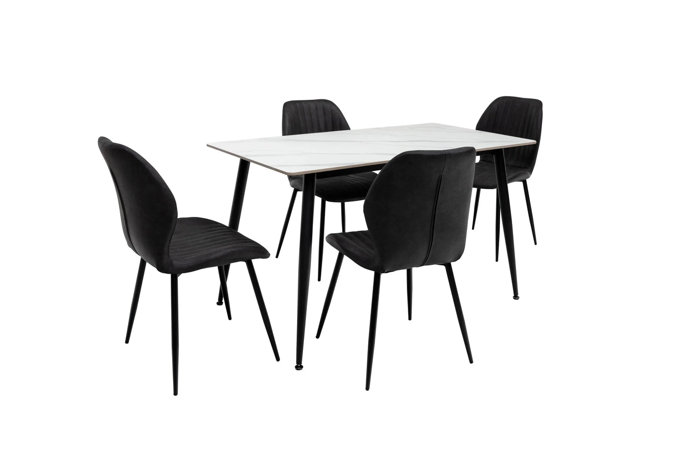 Stylish 1.6m Snow White Dining Table with Black Legs