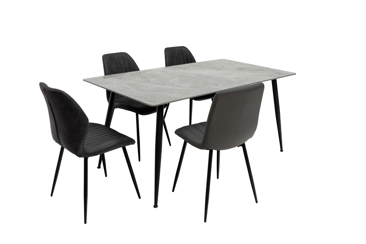 Stylish 1.6m Grey Dining Table with Black Legs for Modern Homes