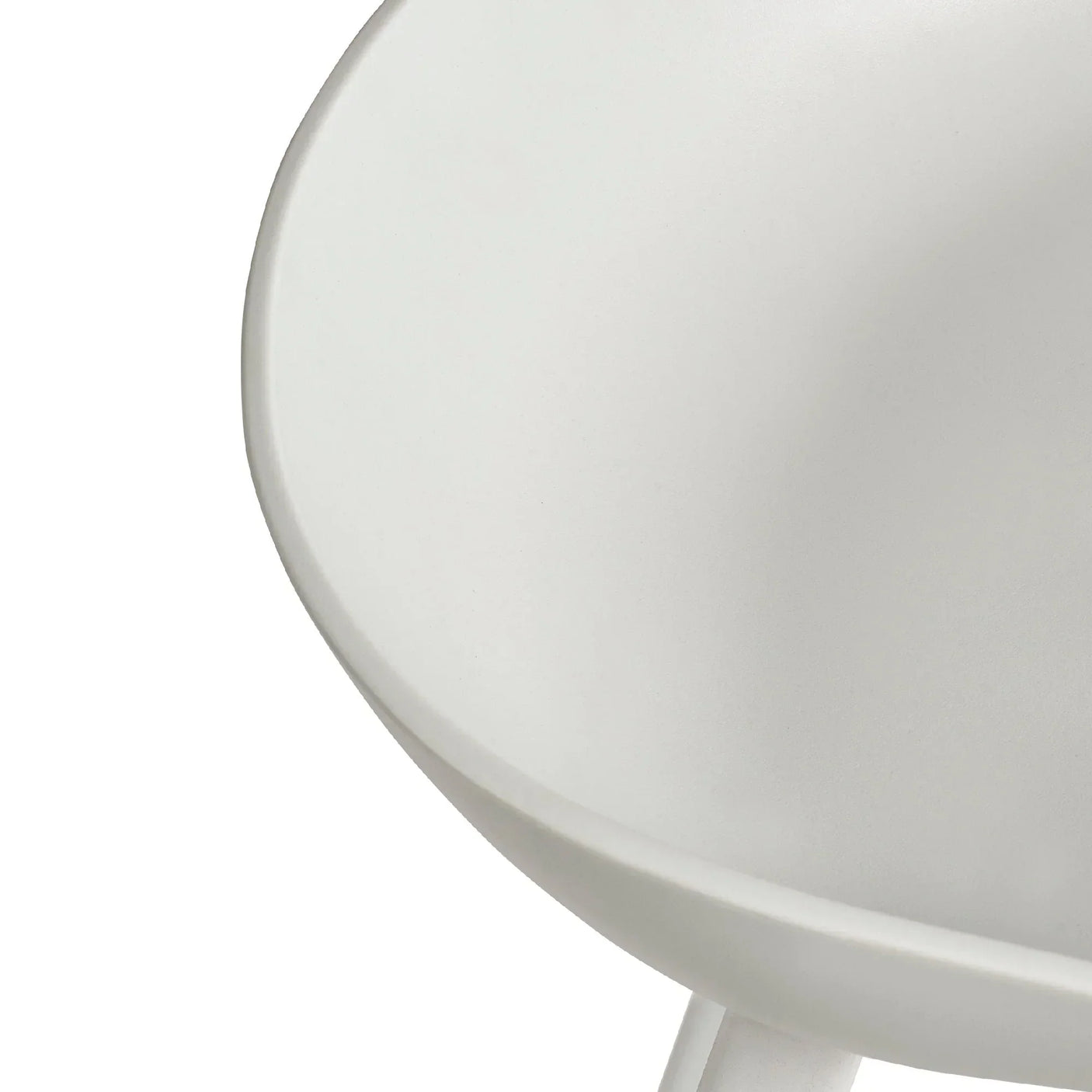 Grey bar stool curved seat detail with smooth matte finish