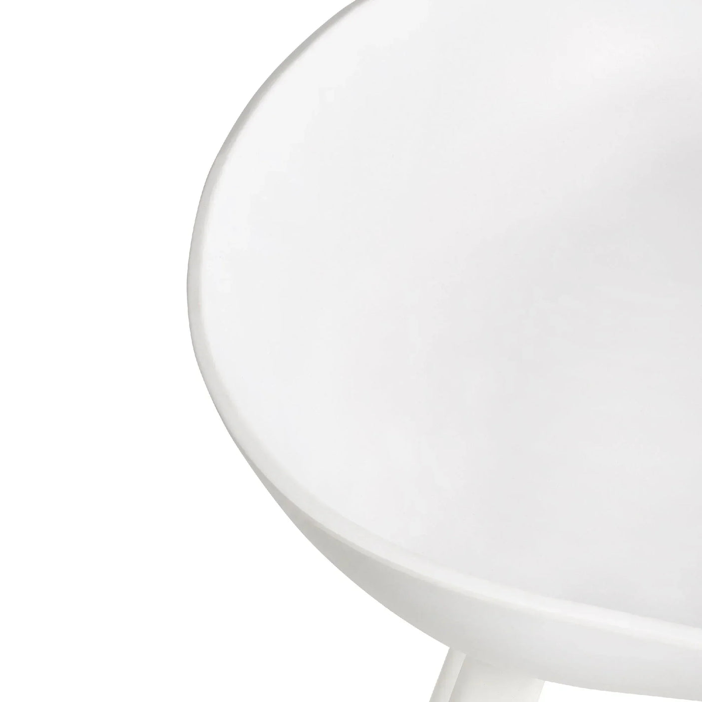 Closeup of curved white bar stool seat detail