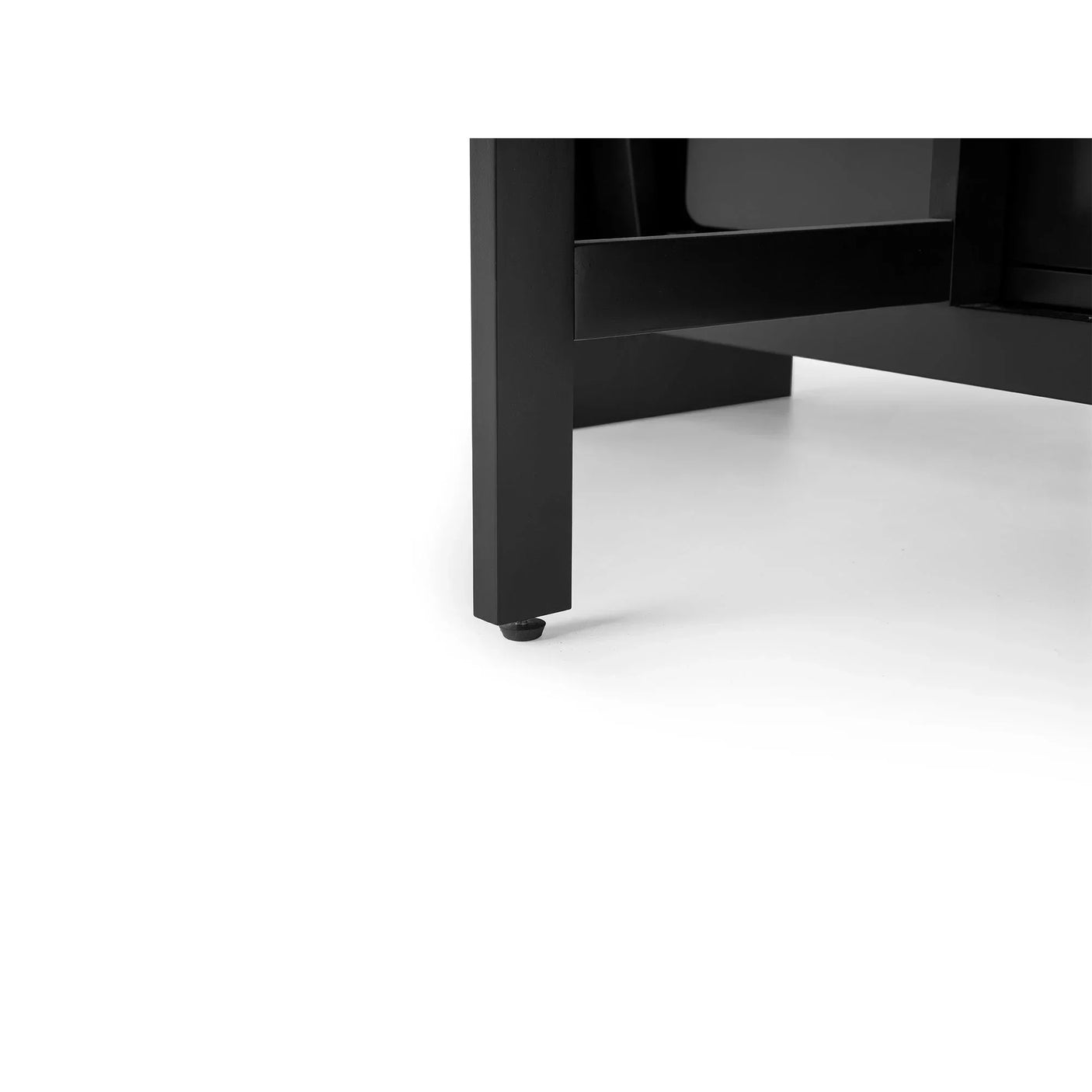 Black dining table leg detail from the Savoy dining set on white background