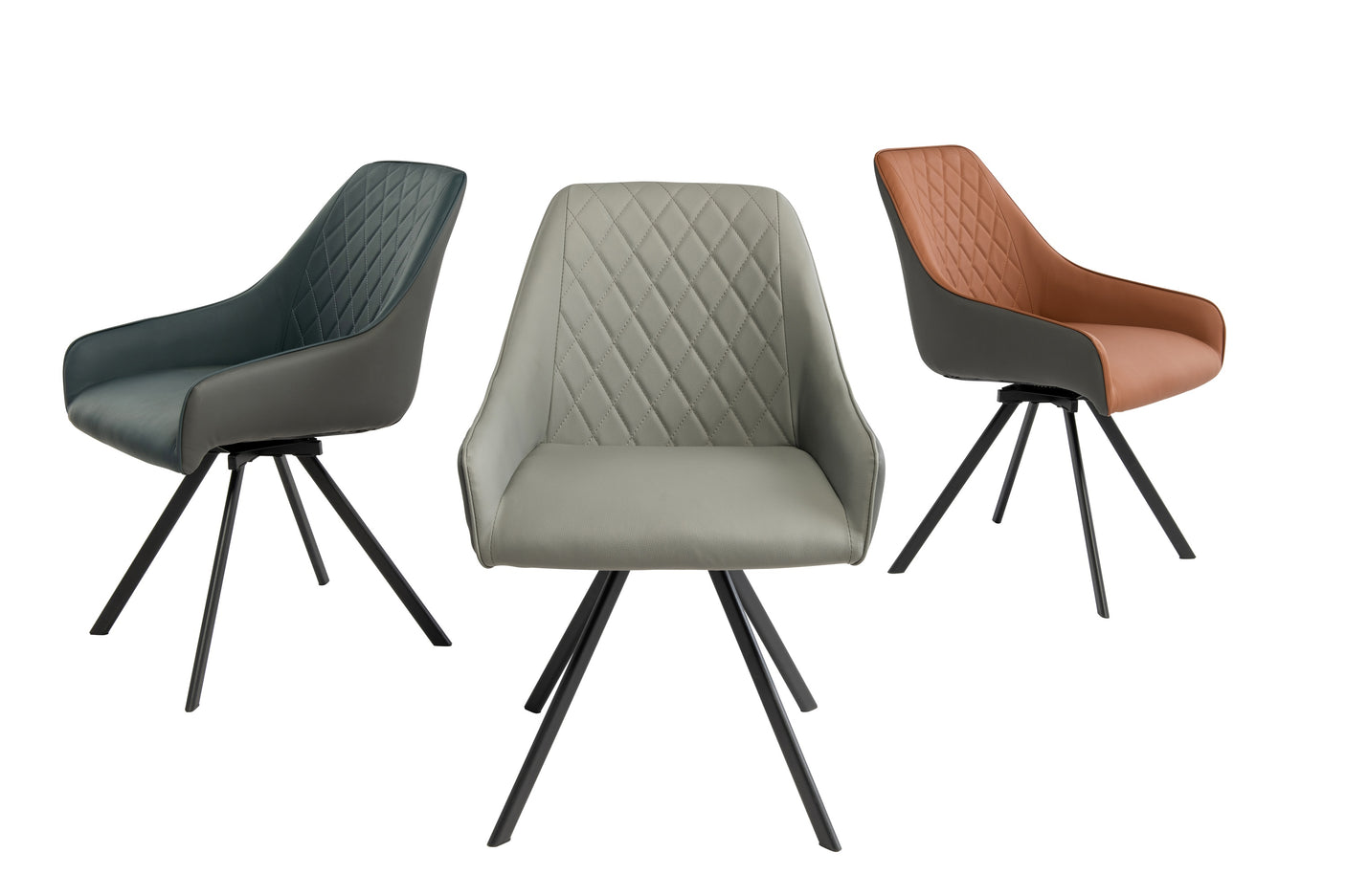 Dark Grey and Light Grey Swivel Dining Chair with Black Legs