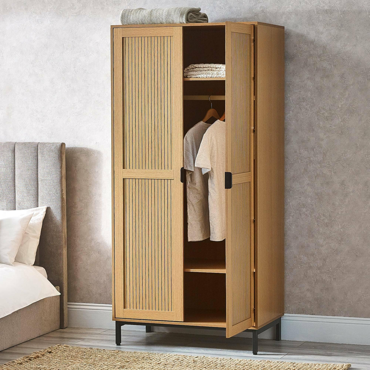 Sia 2 Door Wardrobe - Light Brown - SIA004