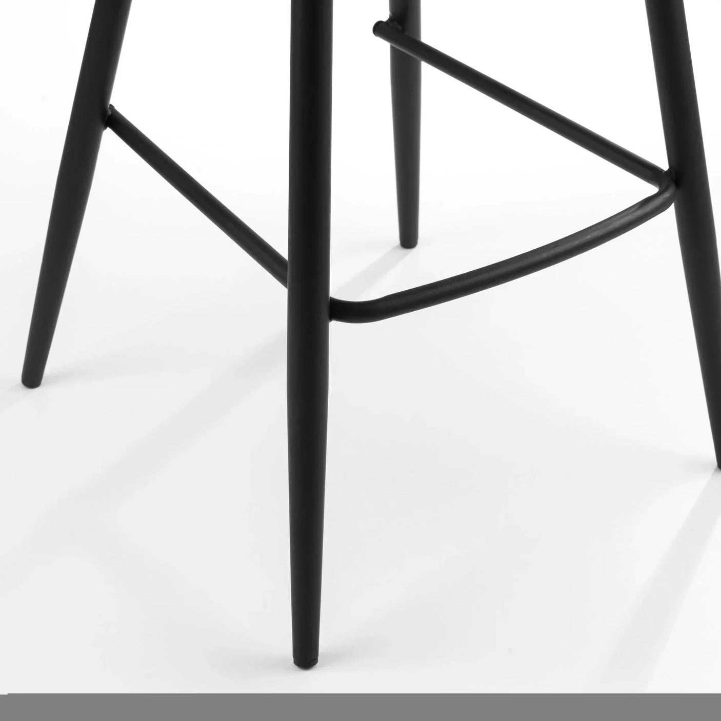 Black bar stool metal legs with footrest on white background