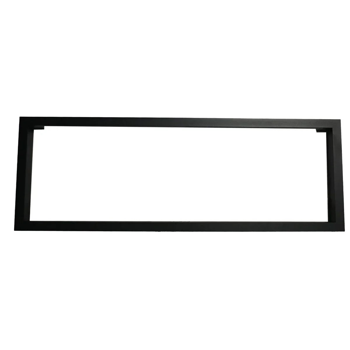 Black rectangular metal table frame with open center on white background