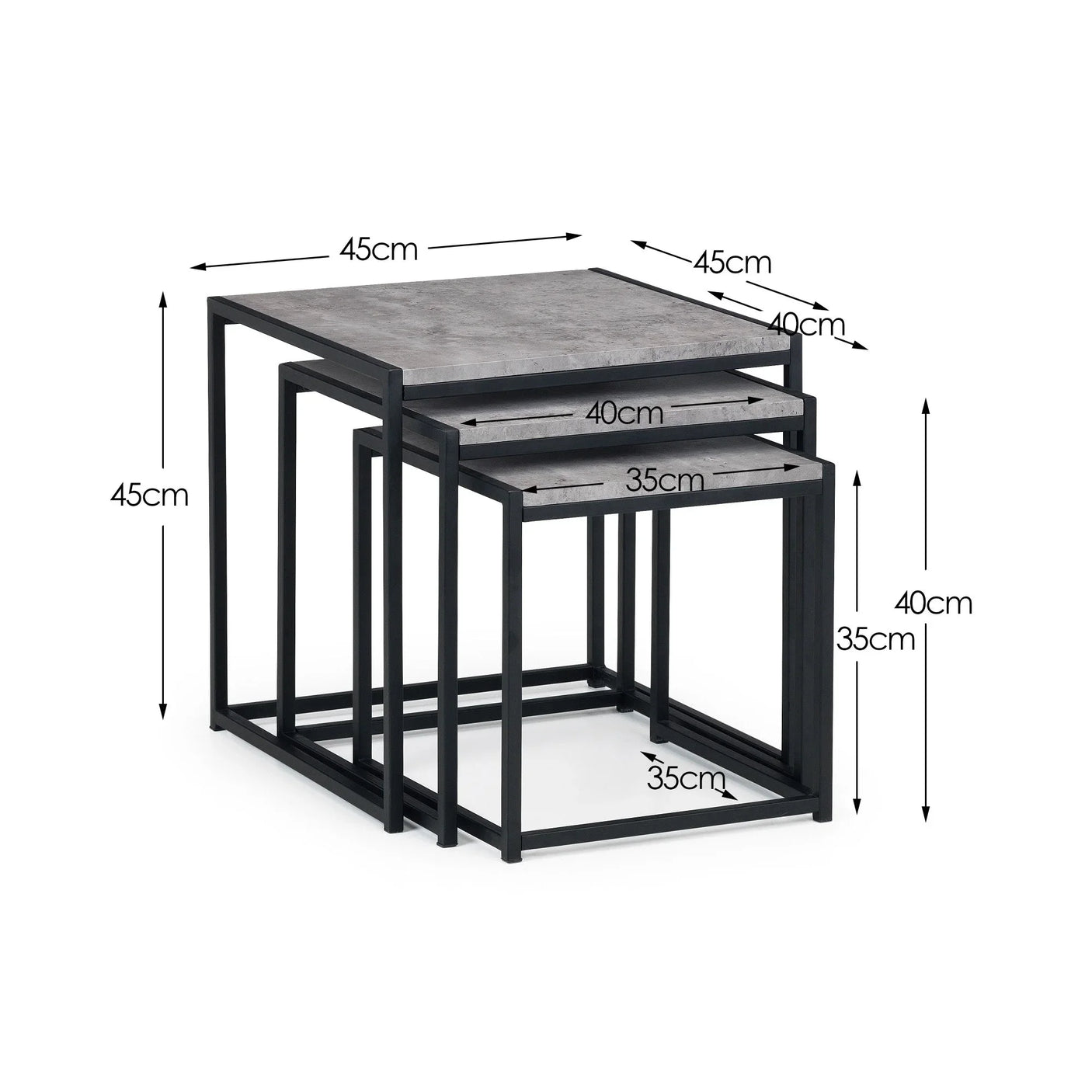 Staten Concrete Nest Of 3 Tables - Grey - STA101