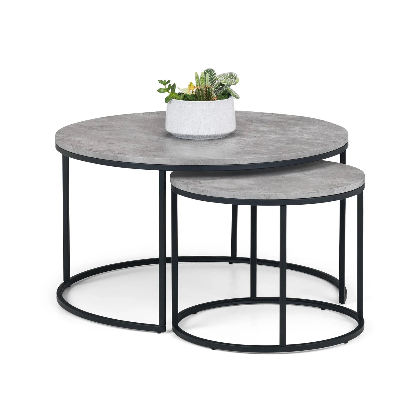 Staten Concrete Round Nesting Coffee Table - Grey - STA107