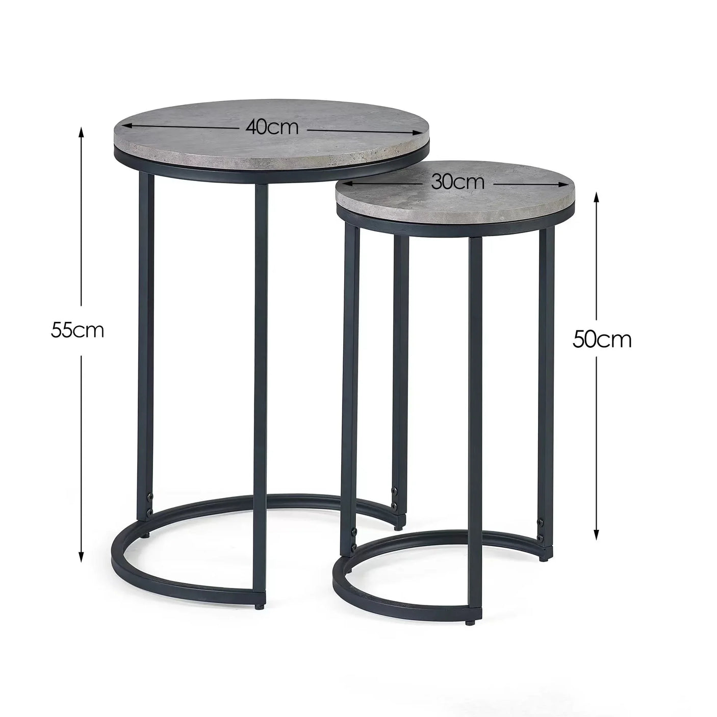 Staten Round Nesting Side Tables - Grey - STA109