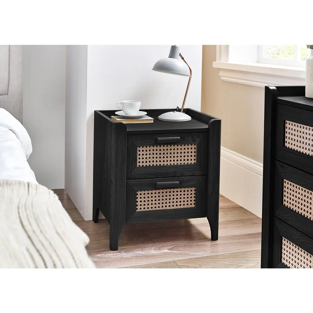Sydney 2 Drawer Bedside - Black Ash