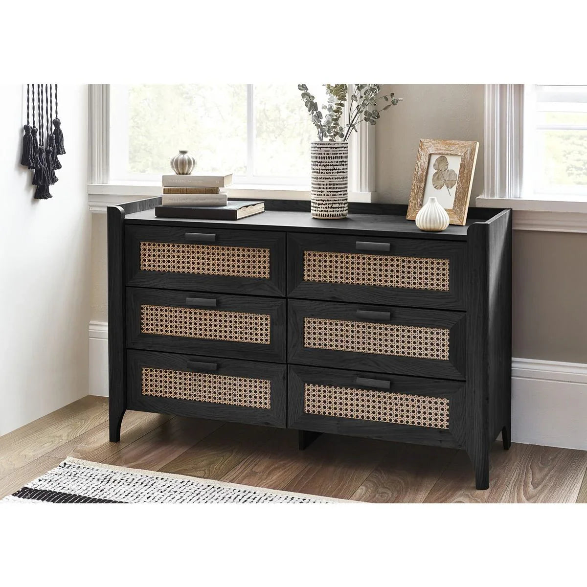 Sydney 6 Drawer Wide Chest - Black Ash